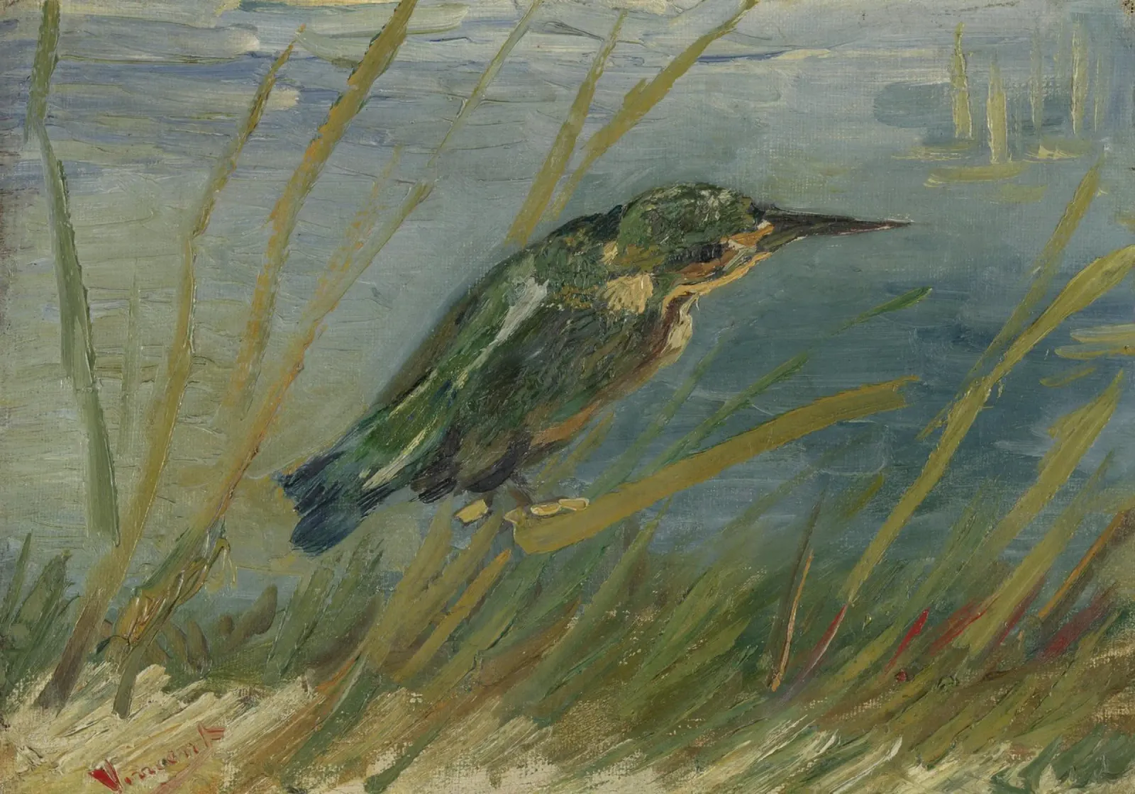 Vincent van Gogh - Il martin pescatore in riva al mare poster con telaio in plastica da Timeless Artworks