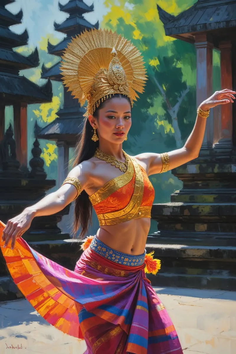 Balinese Dancer in Golden Elegance poster da AlbertKlee