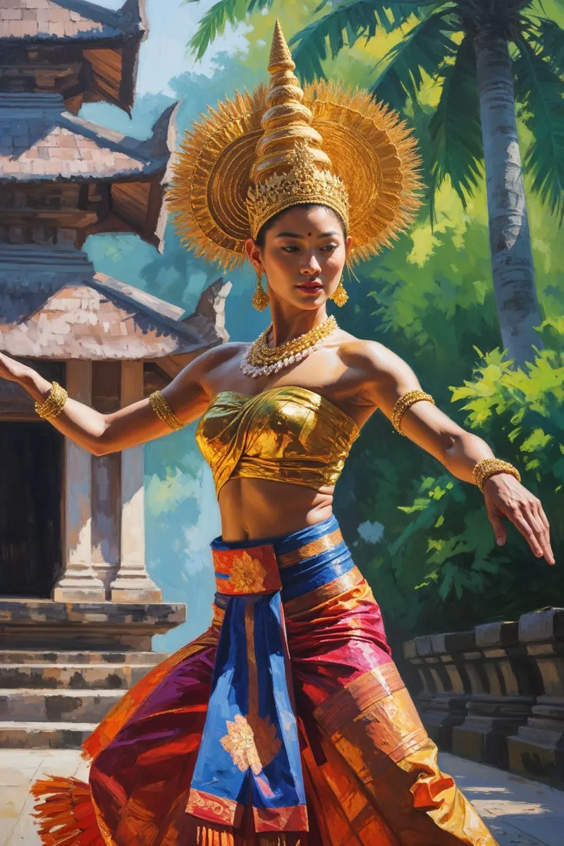 Golden Rhythm of Balinese Dance tela con Cornice a cassetta da AlbertKlee