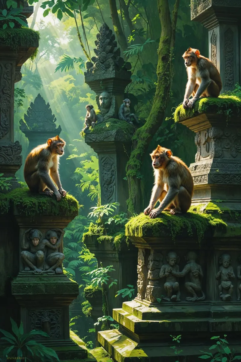 Bali's Enchanted Monkey Sanctuary carta hahnemühle da AlbertKlee