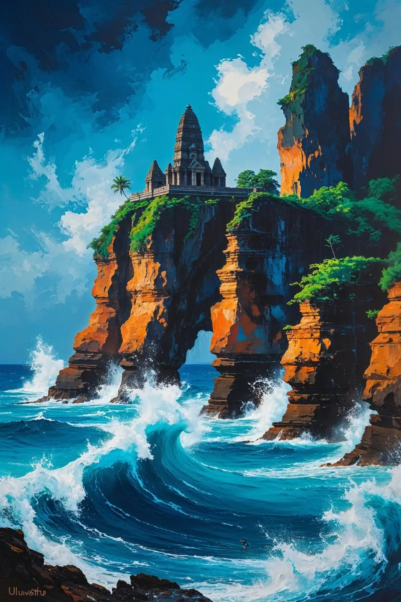 Uluwatu Temple on a Majestic Cliffside carta hahnemühle da AlbertKlee