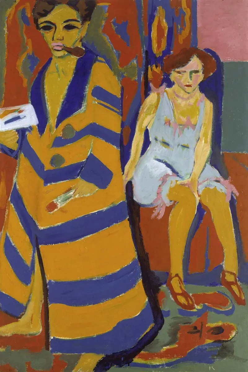 Ernst Ludwig Kirchner - Self-Portrait with a Model canvas by Timeless Artworks
