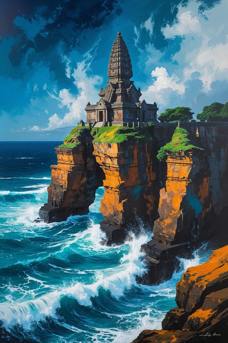 Temple of Uluwatu Amidst Ocean Waves plexiglass da AlbertKlee