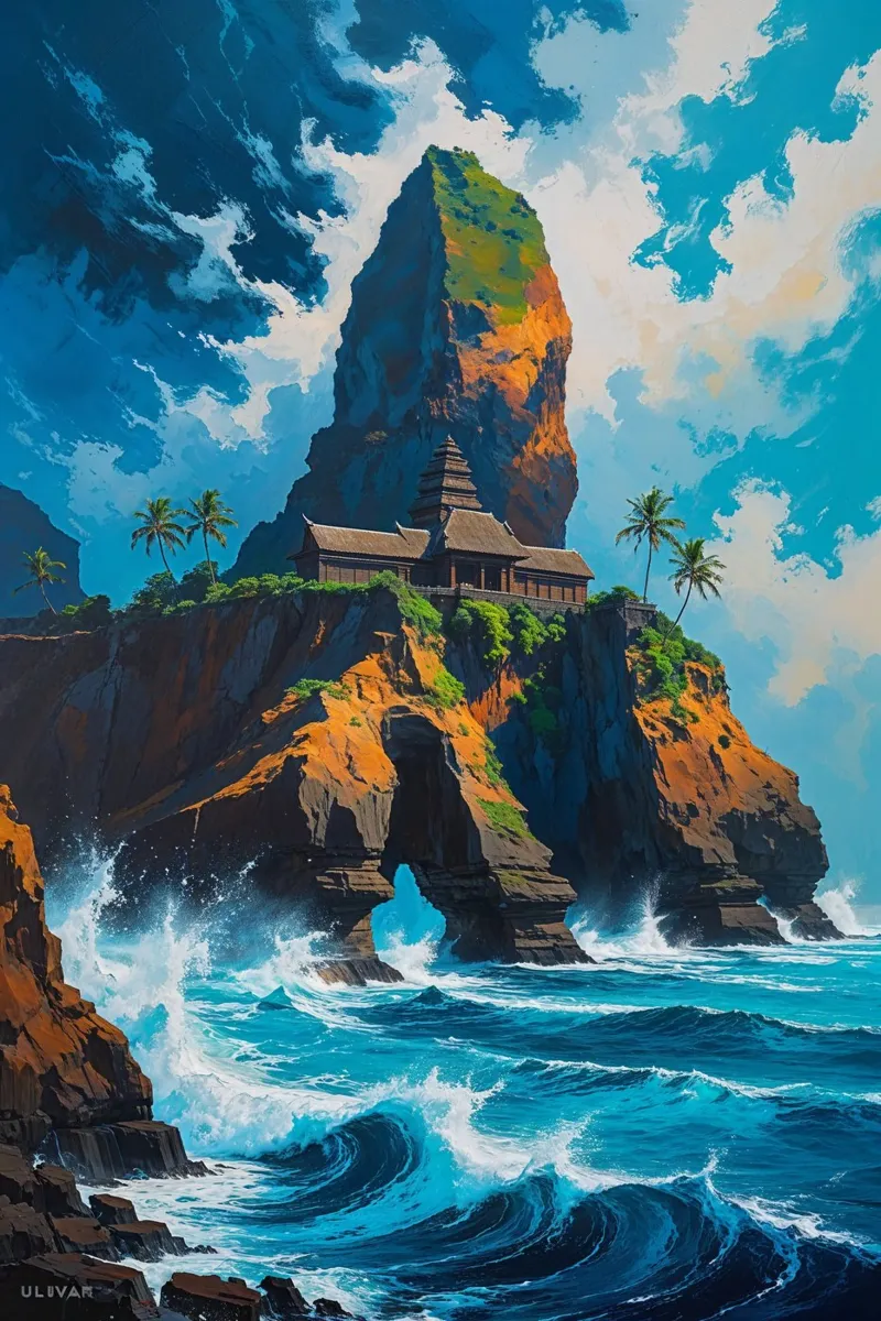 Sunset at Uluwatu Temple’s Majestic Cliffs tela con Cornice a cassetta da AlbertKlee