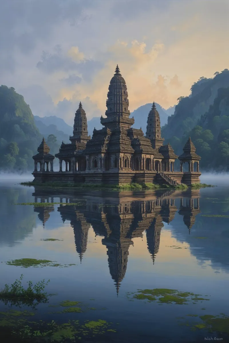 Floating Temple of Ulun Danu Beratan carta hahnemühle da AlbertKlee
