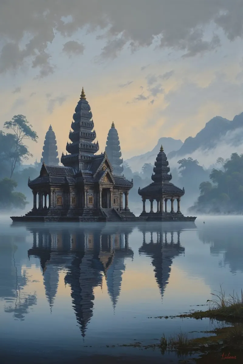 Misty Reflections of Ulun Danu Beratan carta hahnemühle da AlbertKlee