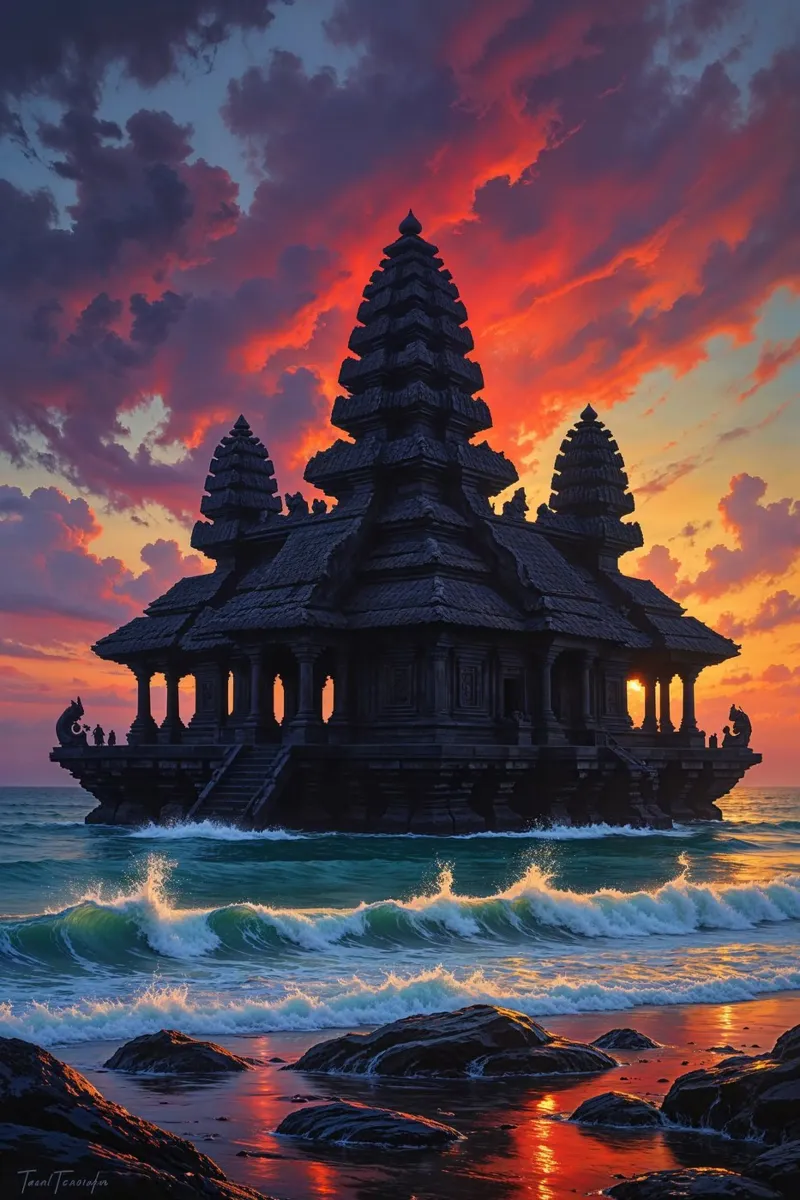 Mystical Twilight at Tanah Lot carta hahnemühle da AlbertKlee