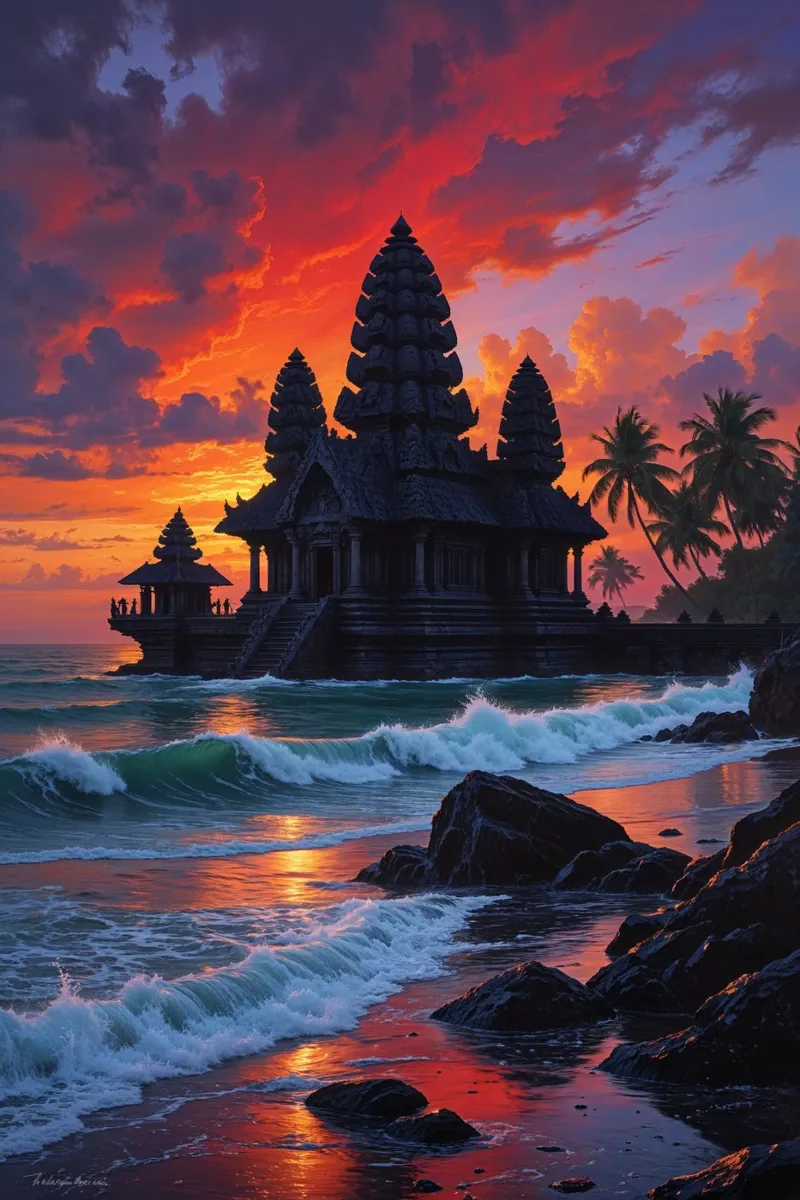 Evening Glow Over Tanah Lot carta hahnemühle da AlbertKlee