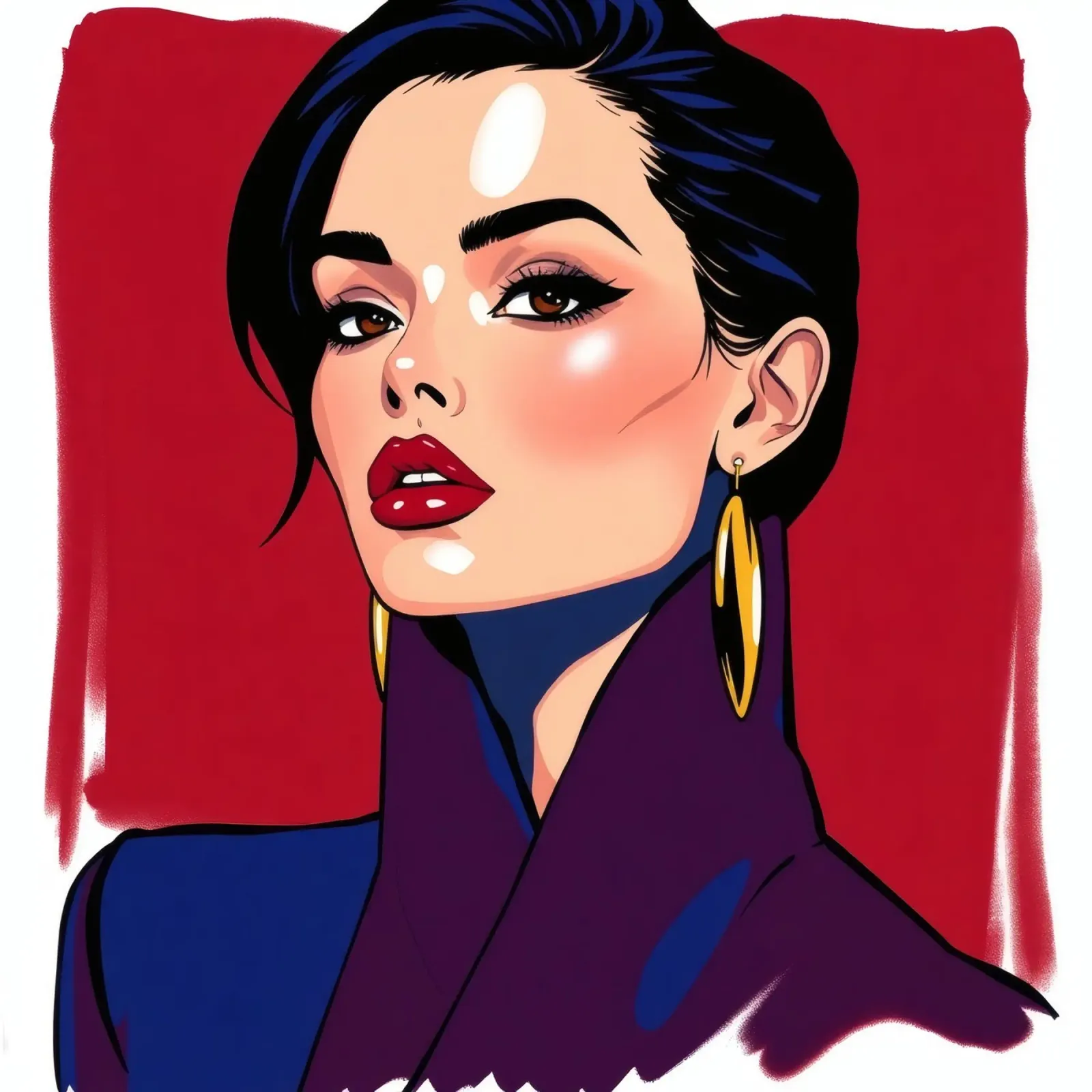 Ritratto elegante di una donna con trucco e accessori audaci pellicola backlit da DesignDoodle
