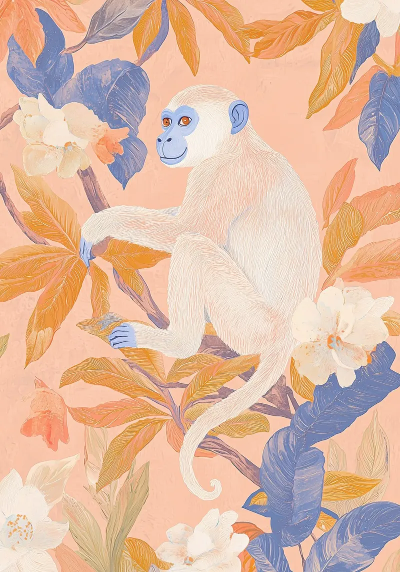 Impression faune et flore, poster de singe, art mural tropical mignon poster de Boheme