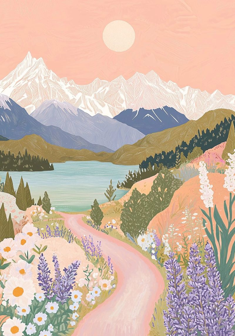 Abstract Landscape Whimsical Print, Floral Wildflower Poster poster by Boheme