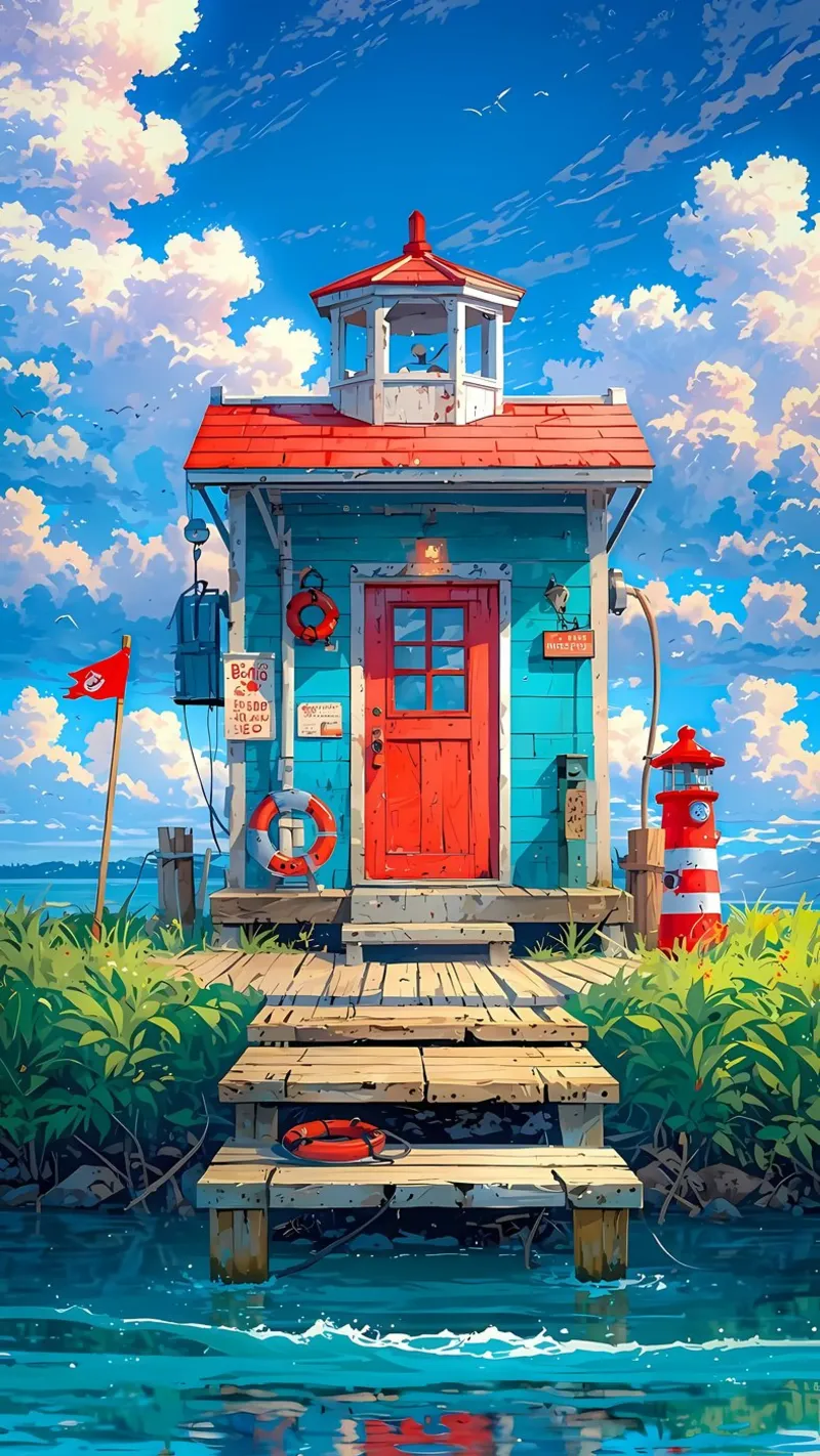 paesaggio anime poster con telaio in alluminio da Manh beo