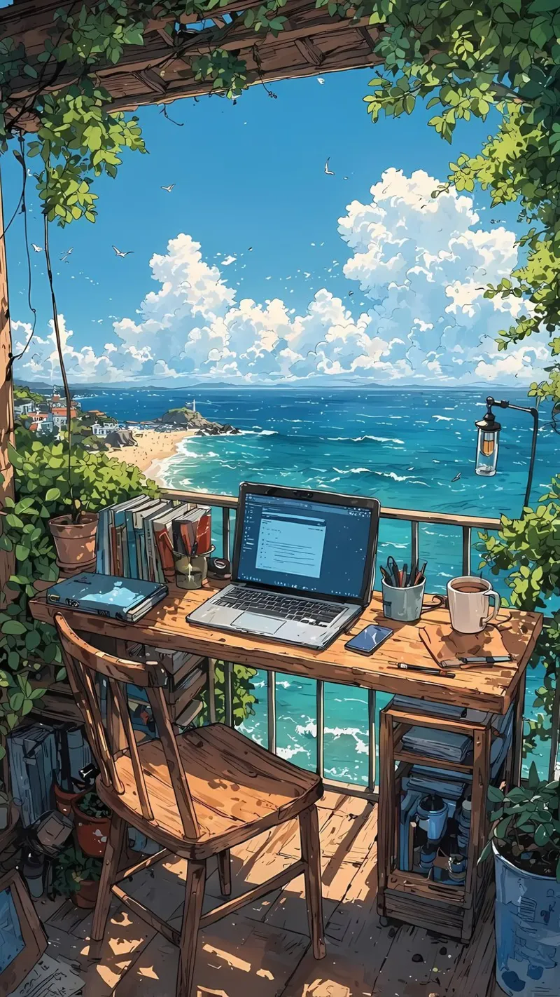 paesaggio computer anime spiaggia alluminio dibond da Manh beo