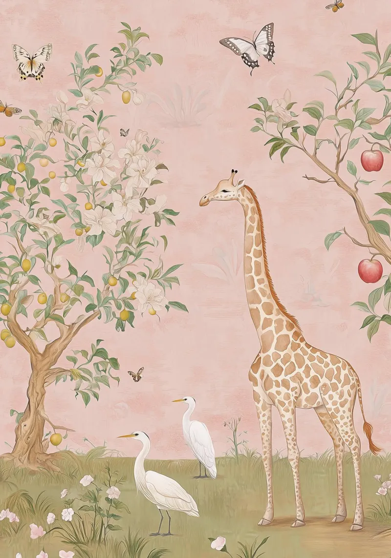 Skurrile Schmetterlingskunst, Obstbäume, Wildlife Print Nursery Leinwand mit Schattenfugenrahmen von Boheme