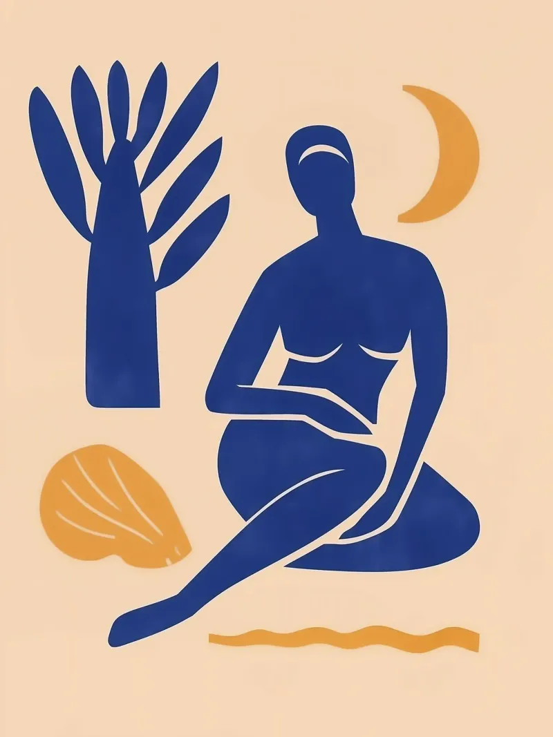 Ora blu sulla spiaggia | Silhouette minimalista carta hahnemühle da Autofocus