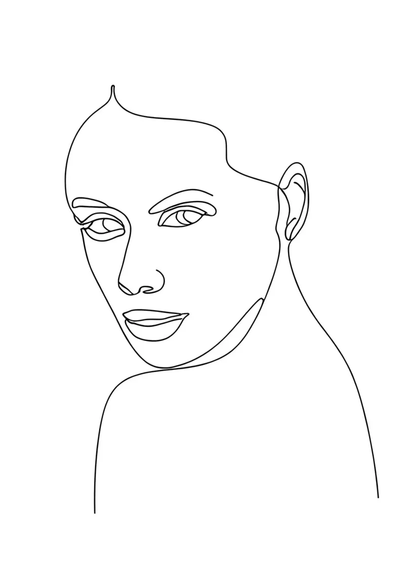 Minimalistische Ein-Linien-Zeichnung einer Frau | Moderne abstrakte Kunst Leinwand von Viv Line Art