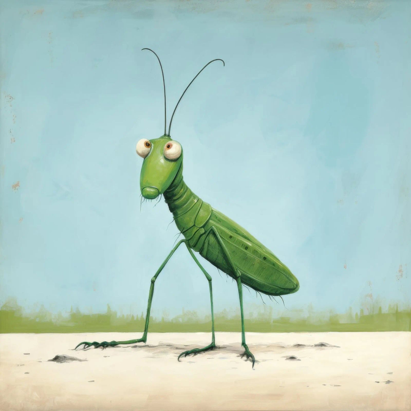Minimal Grasshopper 2 canvas by Minimal Animal Art