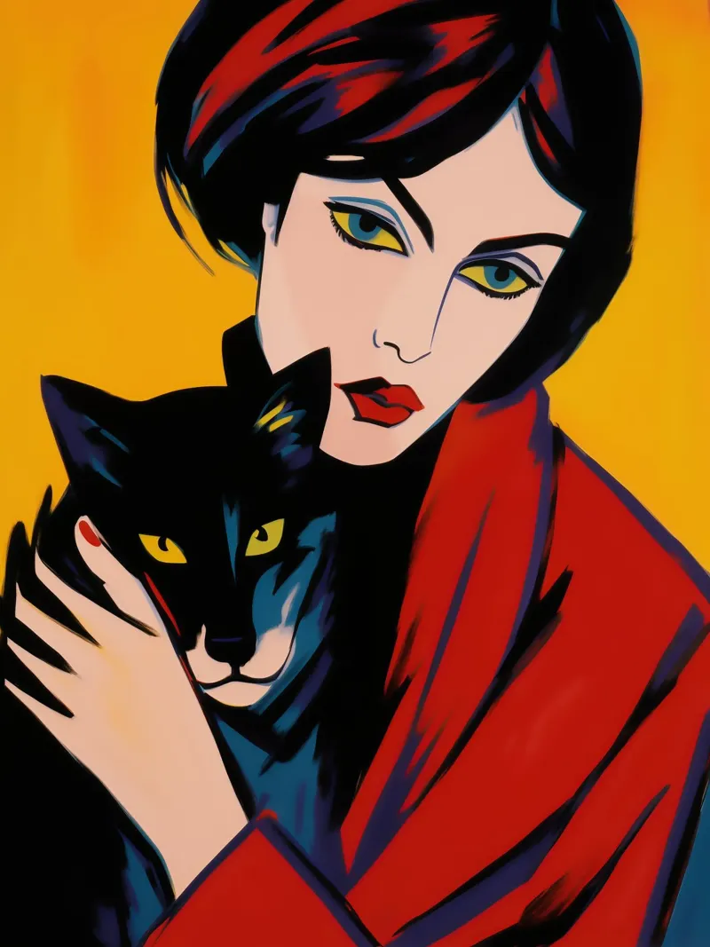 Ritratto di donna con occhi di gatto poster con telaio in alluminio da Autofocus