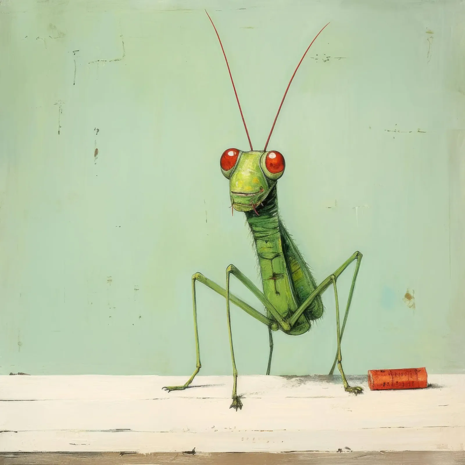 Minimal Grasshopper 3 canvas by Minimal Animal Art