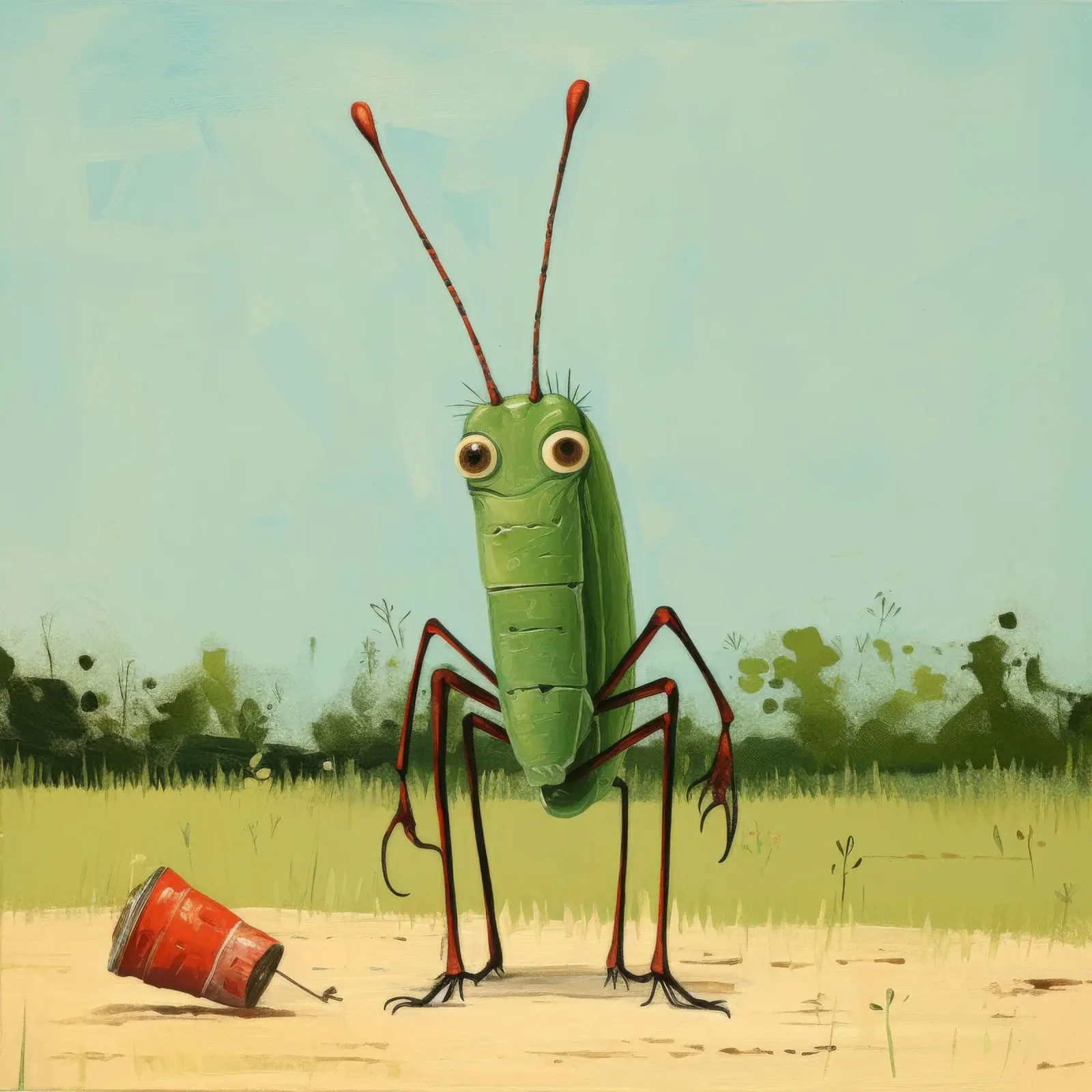 Minimal Grasshopper 1 canvas by Minimal Animal Art