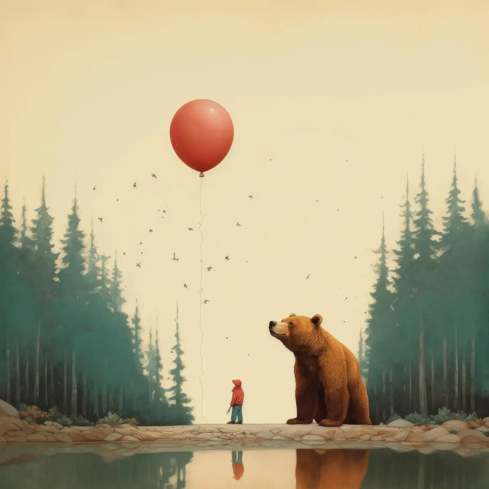 Orso Grizzly minimo 3 pellicola backlit da Minimal Animal Art