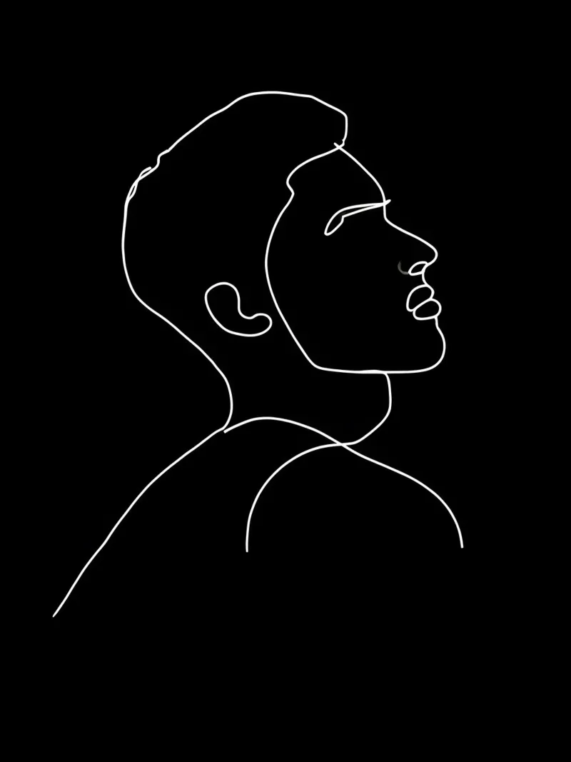 Minimalist Line Drawing of a Man | Modern Abstract Art canvas by Viv Line Art