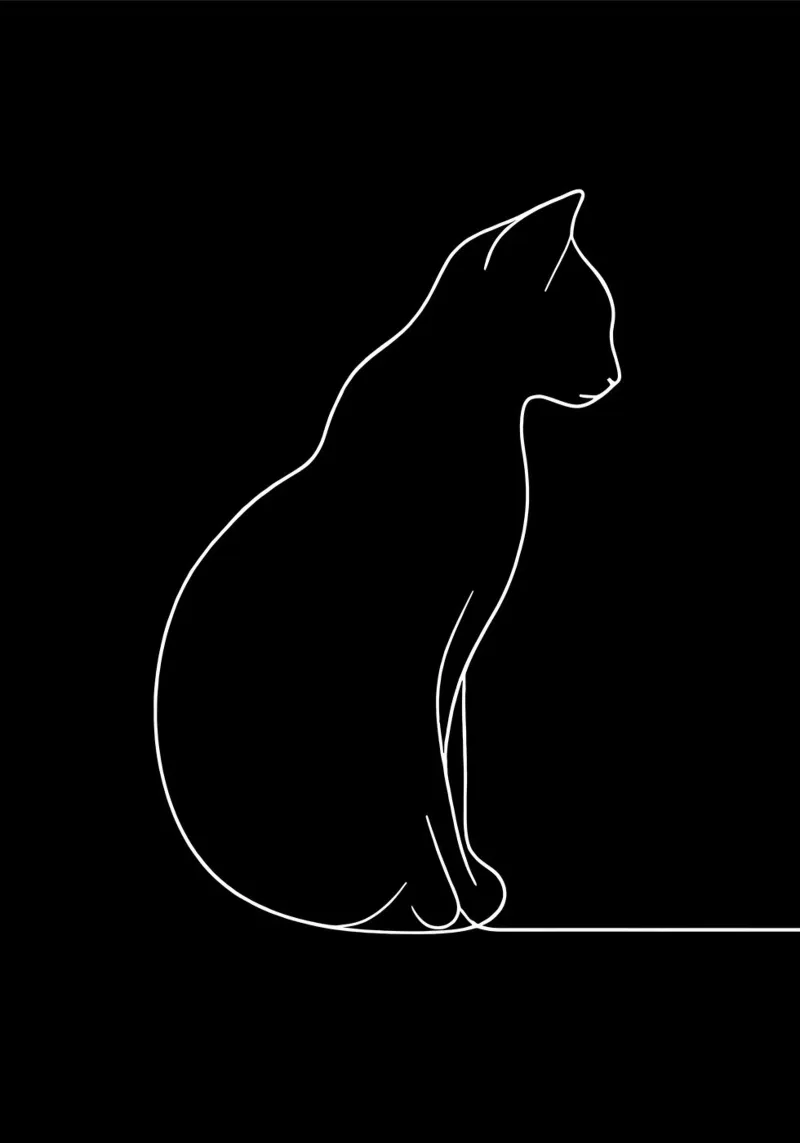 Minimalist One Line Drawing of a Cat Sitting | Modern Abstra canvas by Viv Line Art