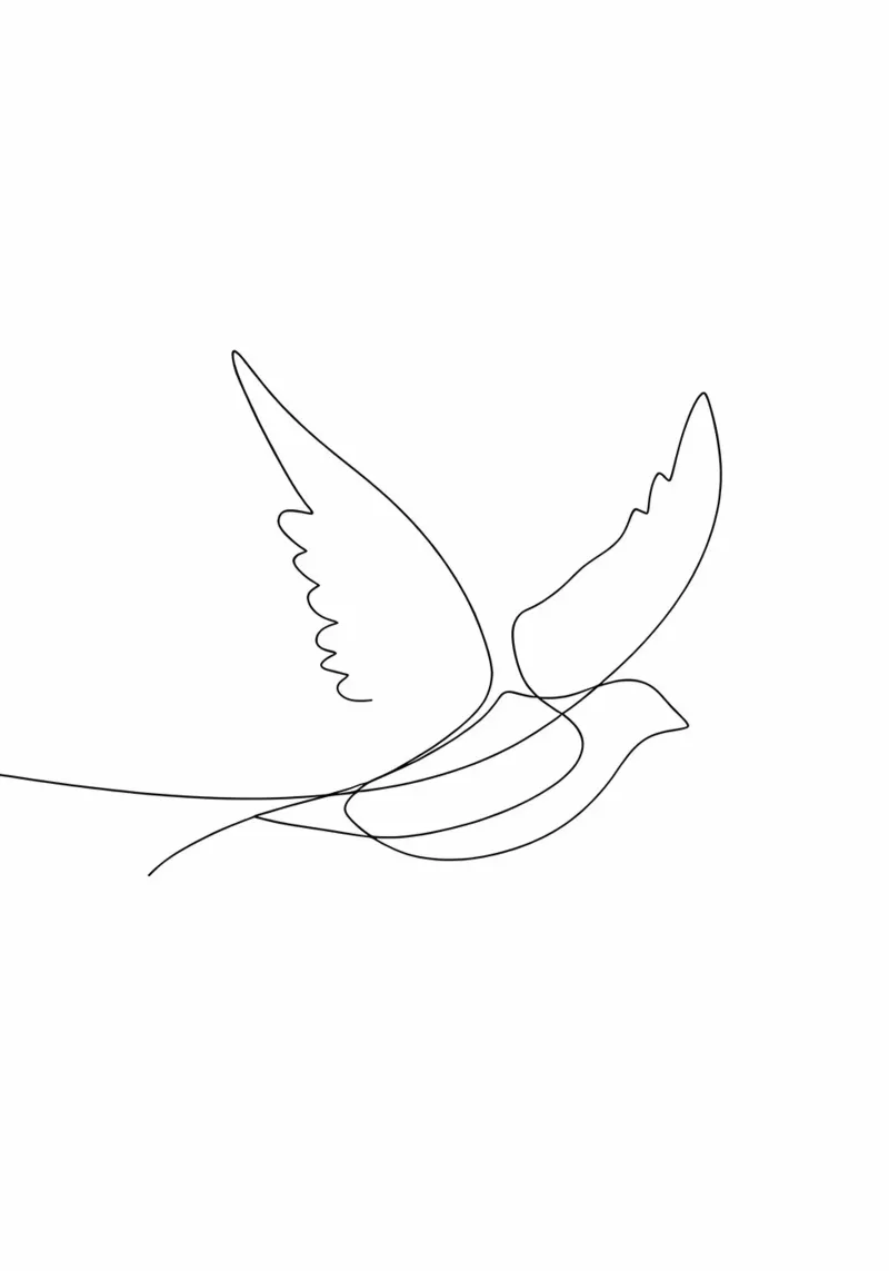 Minimalist Line Drawing of a Bird Flying | Modern Abstract canvas by Viv Line Art