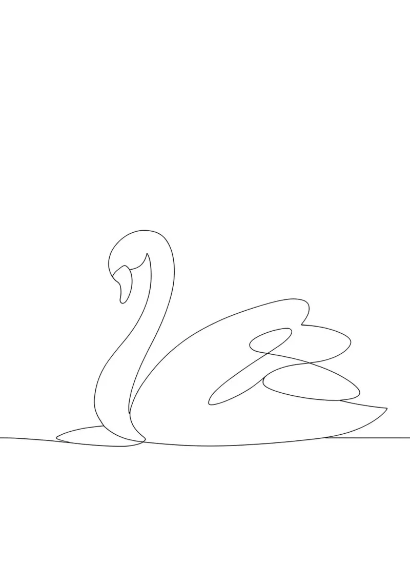 Minimalist One Line Drawing of a Swan | Modern Abstract Art canvas by Viv Line Art