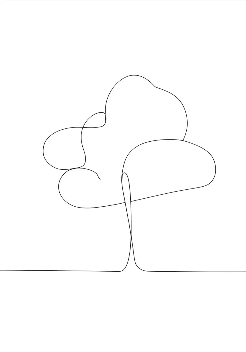 Minimalist One Line Drawing of a Tree | Modern Abstract Art canvas by Viv Line Art