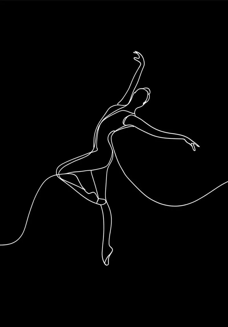 Disegno minimalista a una linea di una donna ballerina | Modern Ab pellicola backlit da Viv Line Art