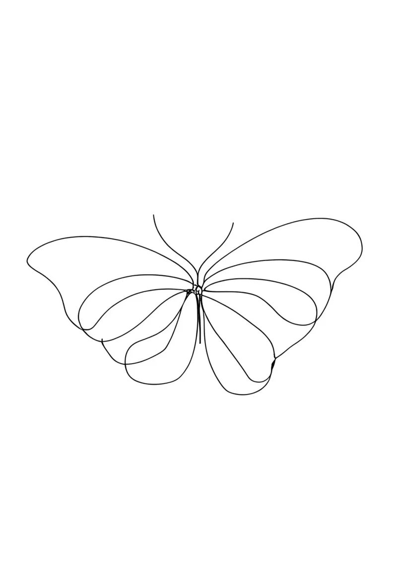 Minimalist One Line Drawing of a Butterfly | Modern Abstract canvas by Viv Line Art