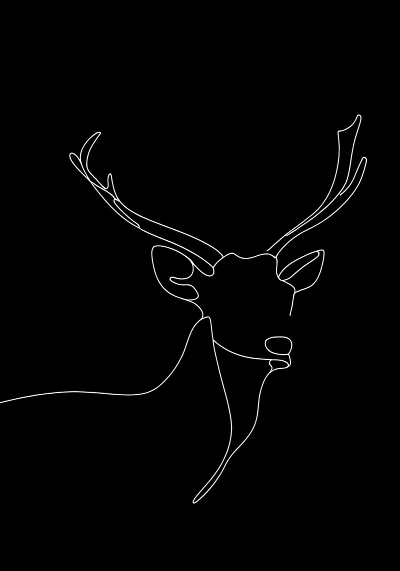 Minimalist One Line Drawing of a Deer | Modern Abstract Art canvas by Viv Line Art
