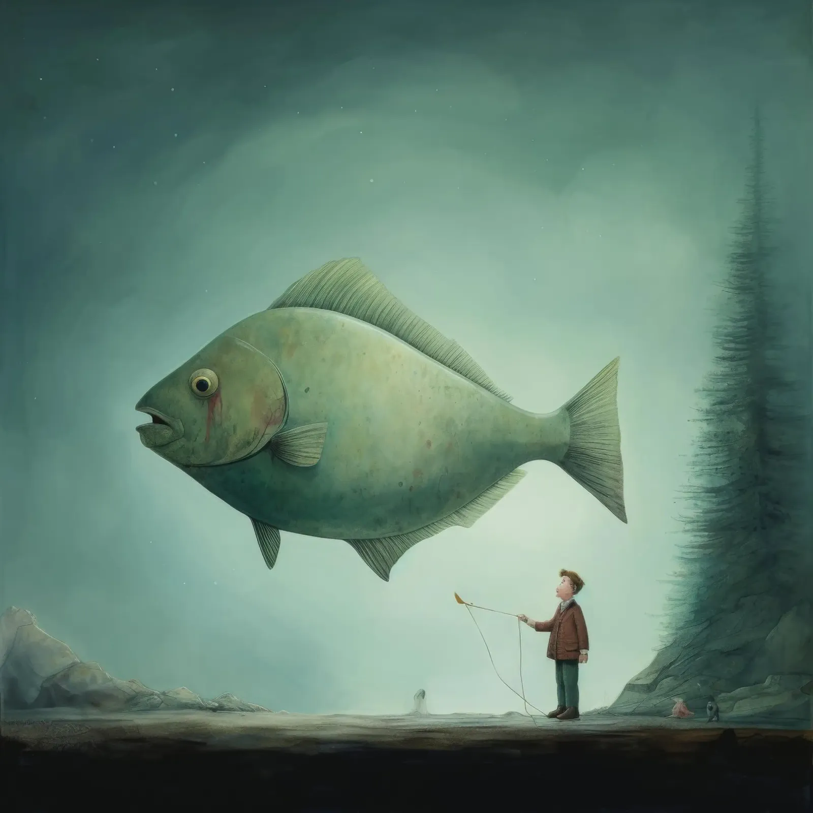 Halibut minimo 3 pellicola backlit da Minimal Animal Art