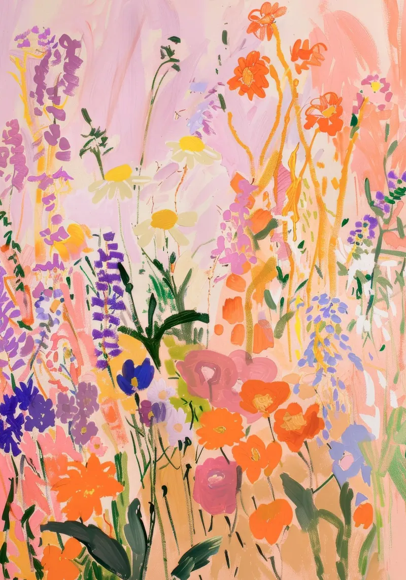 Abstracte kleurrijke bloemenprint, bloemsierkunst, botanische print canvas van Boheme