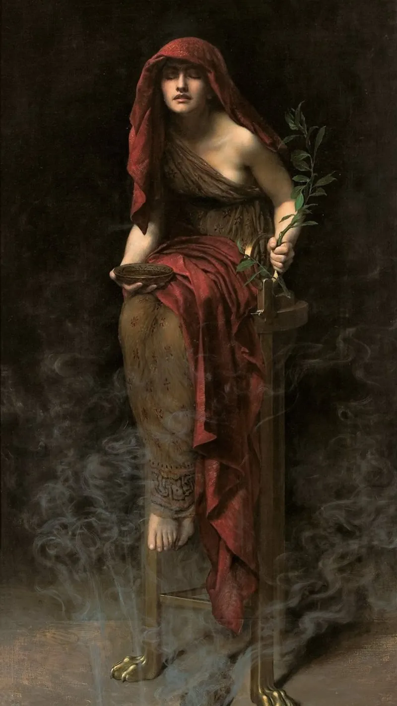 John Collier - Sacerdotessa di Delfi pellicola backlit da Timeless Artworks
