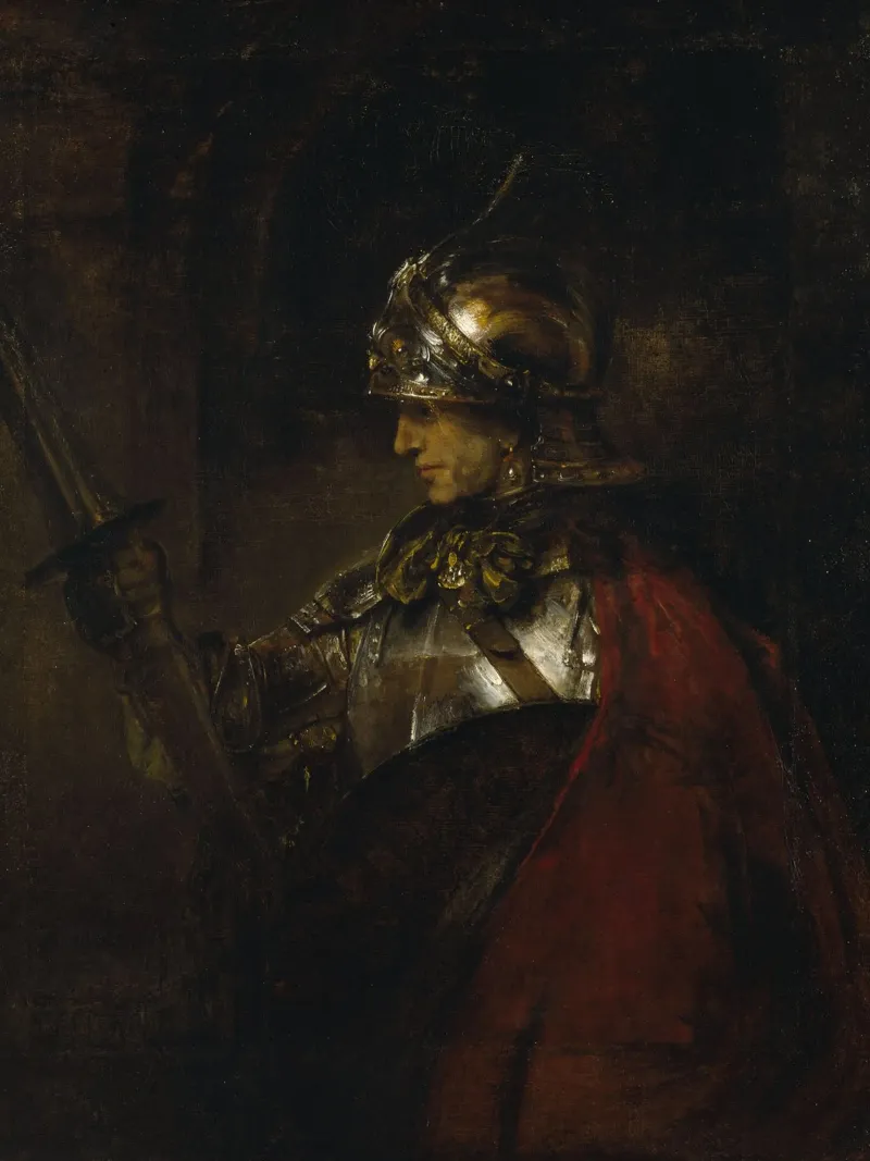 Rembrandt - Uomo in armatura pellicola backlit da Timeless Artworks