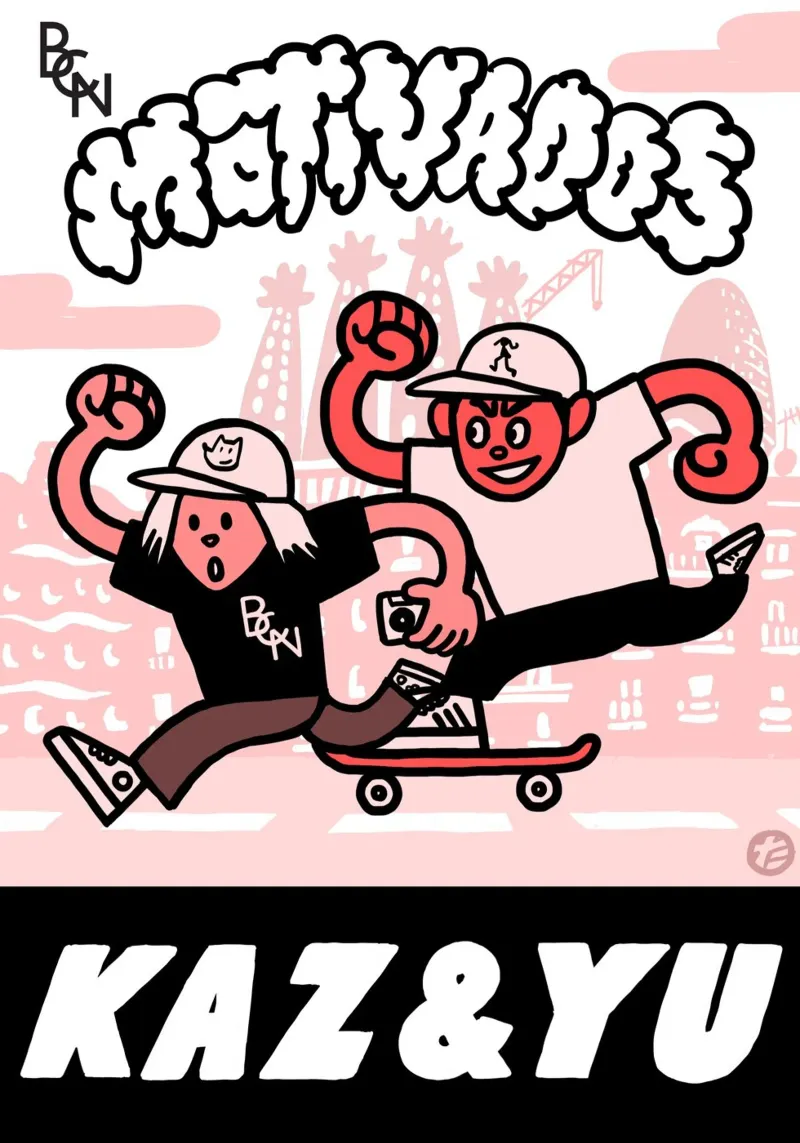 BCN Motivados Kaz & Yu poster con telaio in alluminio da Asobōze