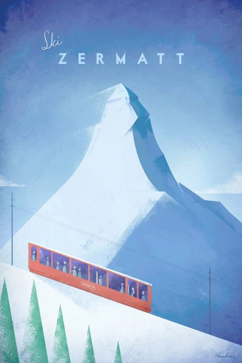 Zermatt Poster mit Kunststoffrahmen von Henry Rivers