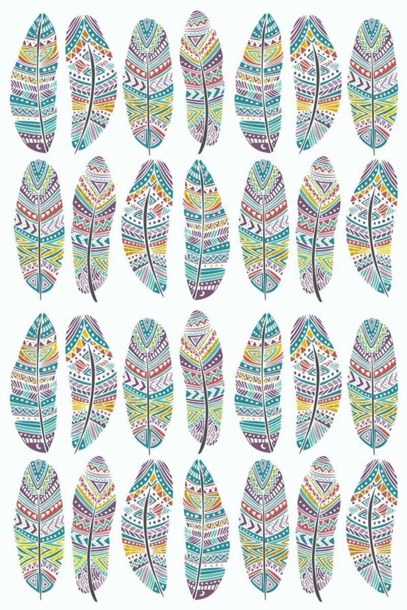 Feathers Pattern with Gold poster da Pom Graphic Design