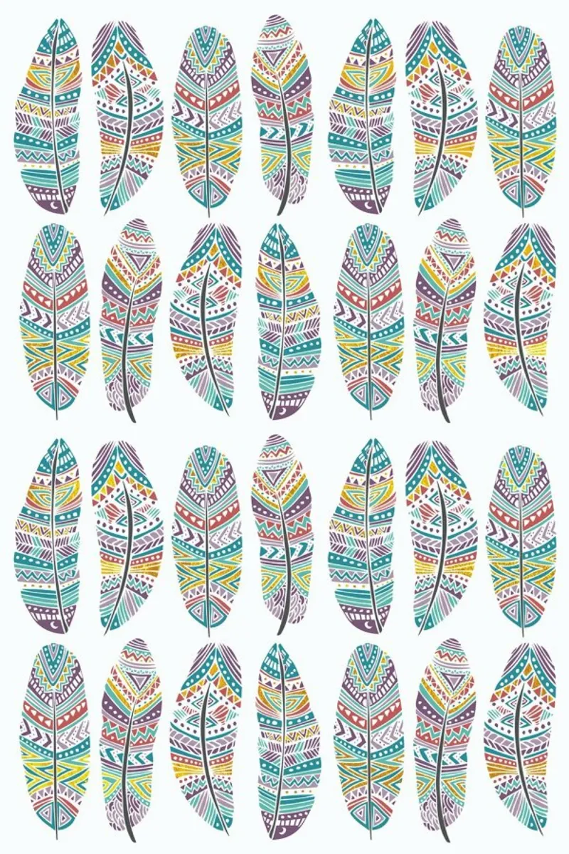 Feathers Pattern with Gold poster de Pom Graphic Design