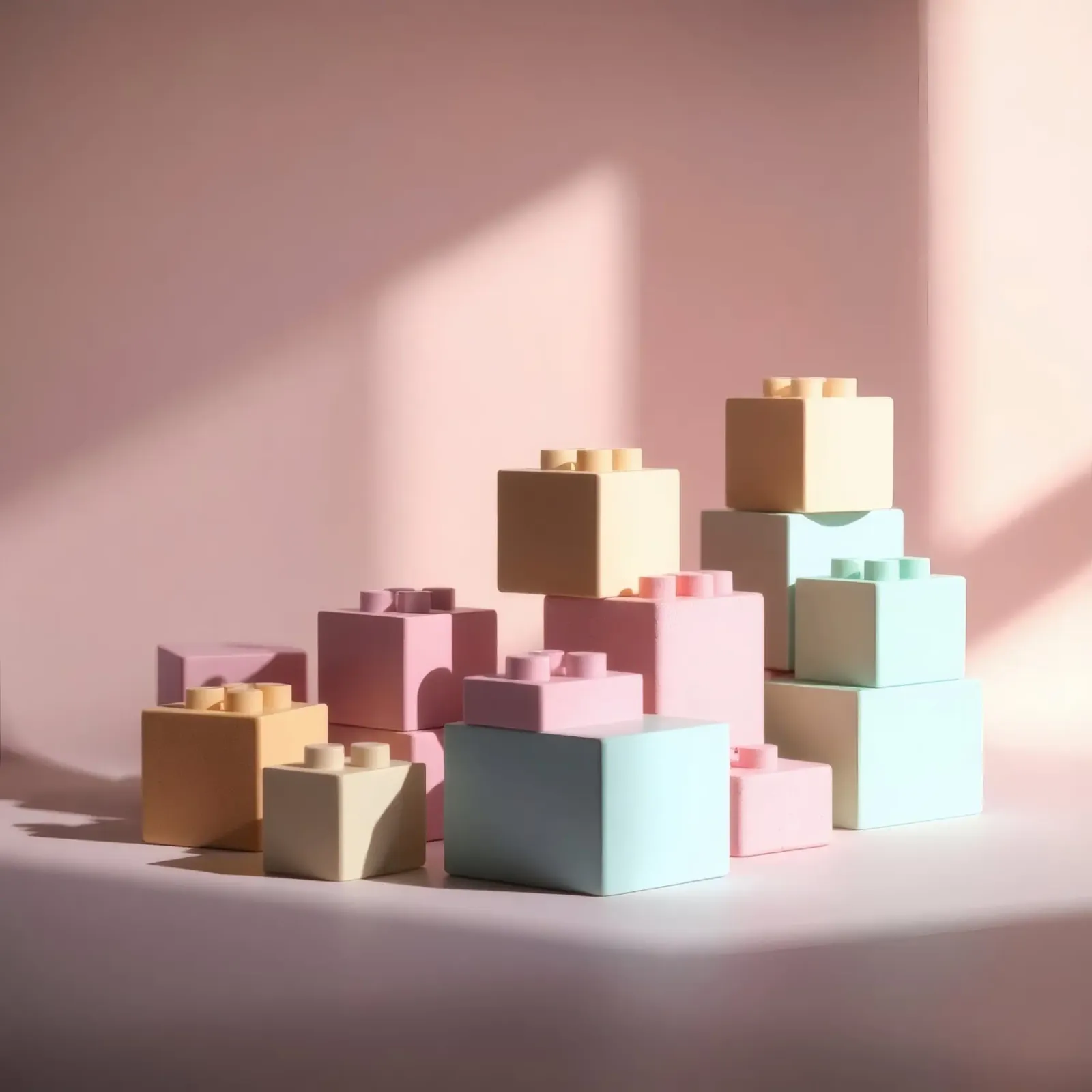 Colorful building blocks arranged in a playful geometric hahnemühle by DesignDoodle
