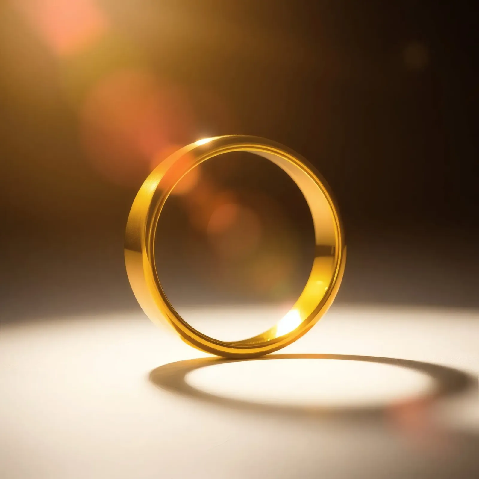 L'élégante bague en or brille sous une lumière douce panneau forex de DesignDoodle