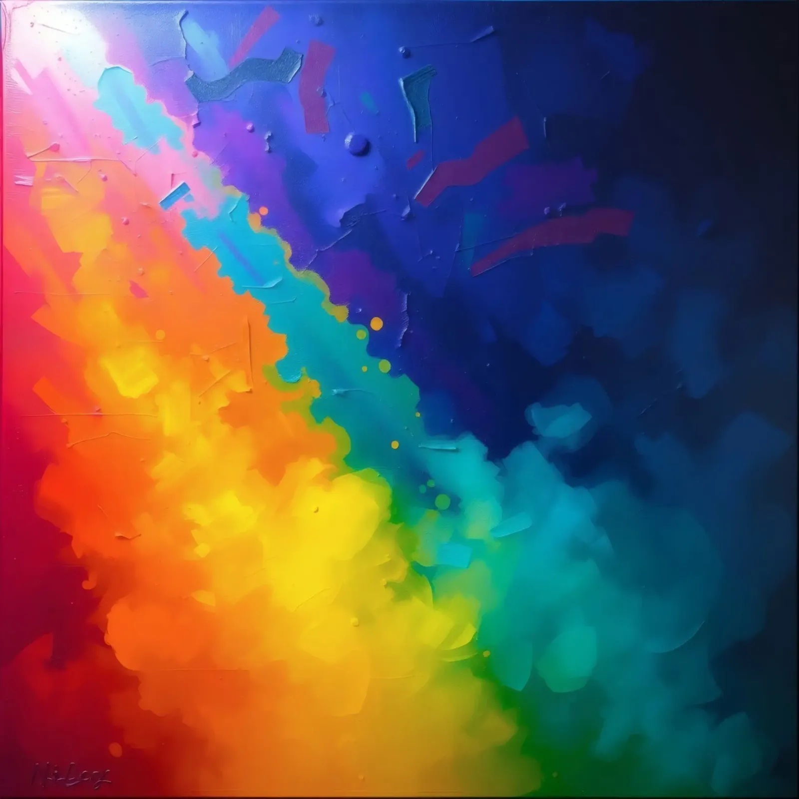 Kleurrijk abstract kunstwerk met levendige regenboogkleuren canvas met Baklijst van DesignDoodle