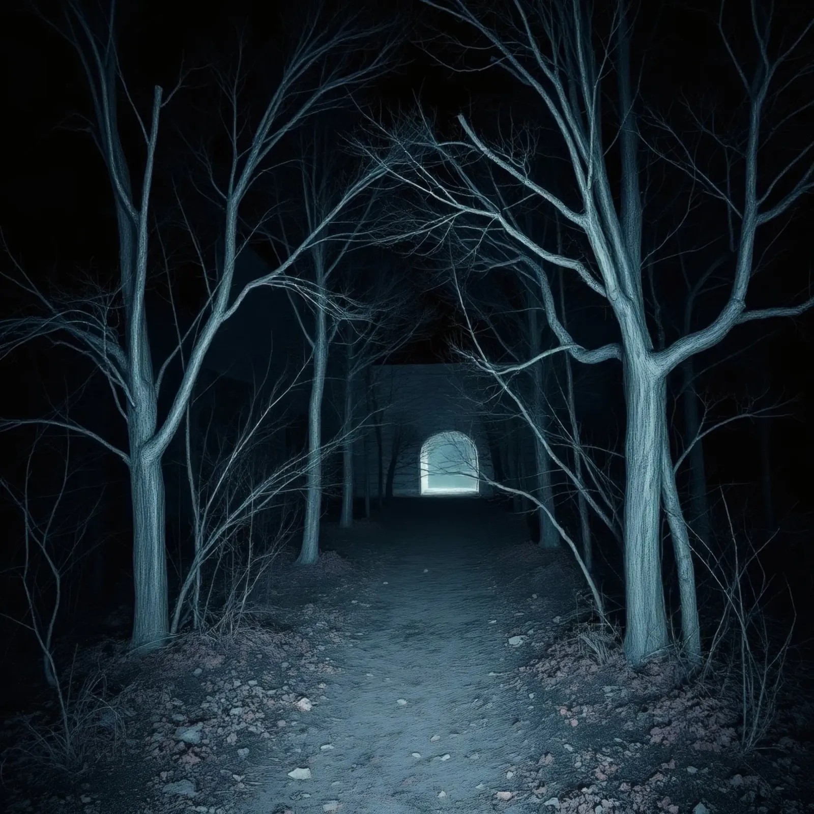 Eerie pathway illuminated by moonlight hahnemühle by DesignDoodle