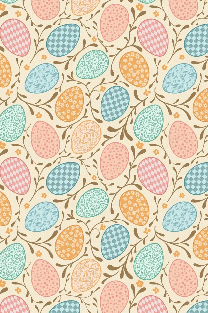 Whimsical Easter Eggs with Floral and Checkered Patterns canvas by CoelfenArt