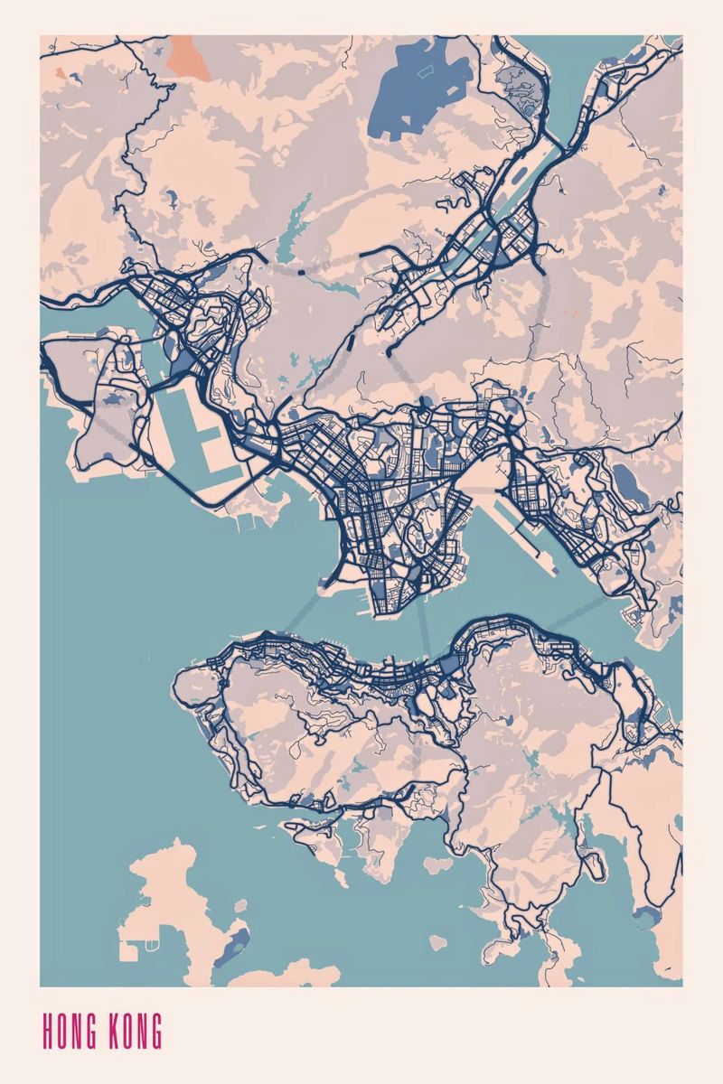 Hong Kong - Skyline Harbour poster by MOOODZART