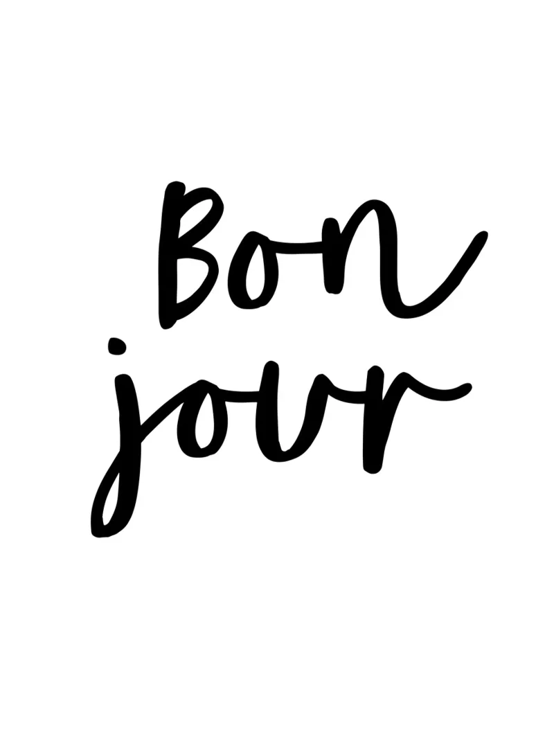 Bonjour Typografie Ontwerp in zwart-wit canvas met Baklijst van THE MOTIVATED TYPE