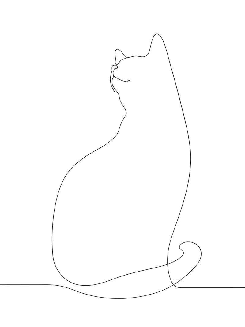 Minimalist One Line Drawing of a Cat | Modern Abstract Art canvas by Viv Line Art