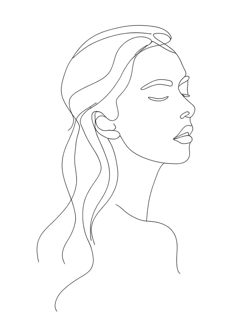 Minimalist Line Drawing of a Portrait of a Woman | Modern Ab hahnemühle by Viv Line Art
